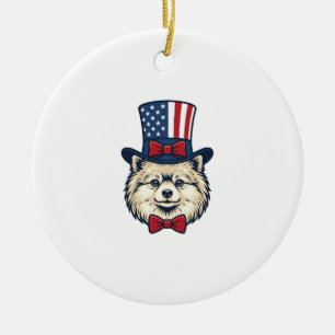 Patriotischer Hundekopf Vintage-Stich Vektordesign Keramik Ornament
