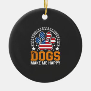 Patriotischer Hundepfoten-Vektor Keramik Ornament