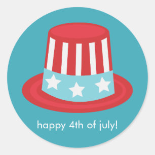 Patriotischer Hut 4. von Juli-Feier Runder Aufkleber