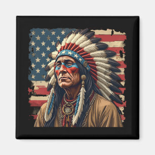 Patriotischer indianischer Häuptling Amerikanisch Magnet