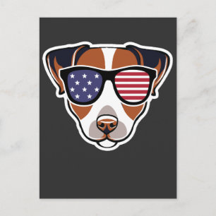 Patriotischer Jack Russell US Flag 4. Juli Geschen Postkarte