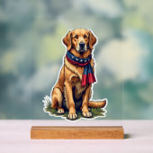 Patriotischer Jagd Golden Retriever Vintage T-Shir Acrylschild (Neutral)