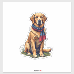 Patriotischer Jagd Golden Retriever Vintage T-Shir Aufkleber