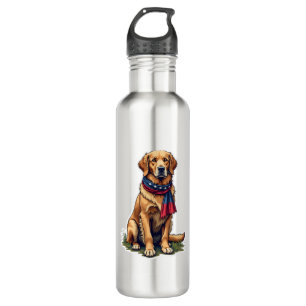 Patriotischer Jagd Golden Retriever Vintage T-Shir Edelstahlflasche