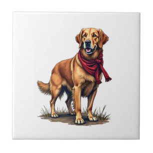 Patriotischer Jagd Golden Retriever Vintage T-Shir Fliese