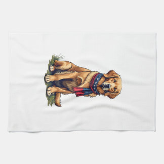 Patriotischer Jagd Golden Retriever Vintage T-Shir Geschirrtuch