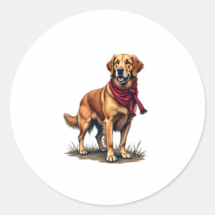 Patriotischer Jagd Golden Retriever Vintage T-Shir Runder Aufkleber
