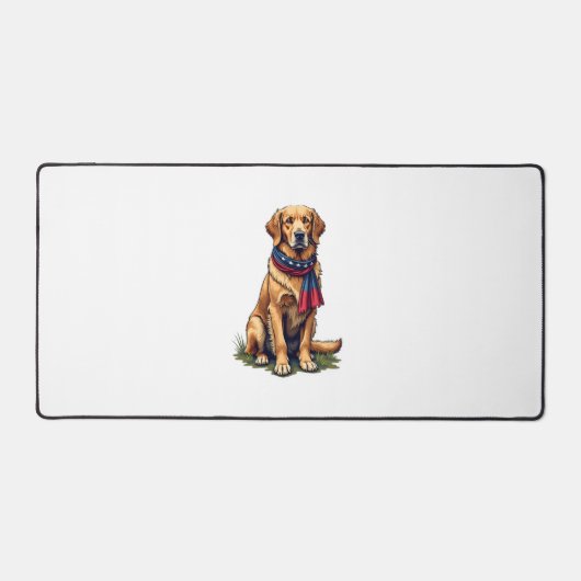 Patriotischer Jagd Golden Retriever Vintage T-Shir Schreibtischunterlage (Vorderseite)