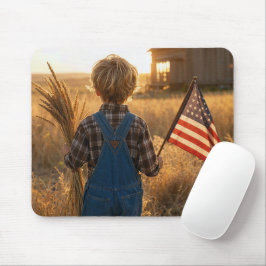 Patriotischer Junge mit amerikanischer Flagge und  Mousepad