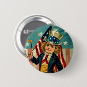 Patriotischer Jungen-runder Knopf Button (Vorne & Hinten)