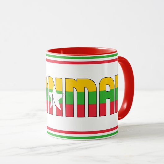 Patriotischer Kaffee der Nationalflagge in Myanmar Tasse (VorderseiteRechts)