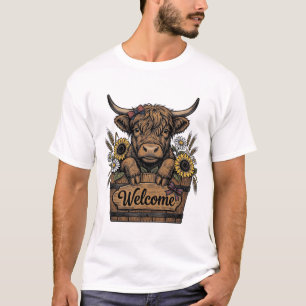 Patriotischer Kalb-Willkommens-Vintage-Farmhouse-B T-Shirt