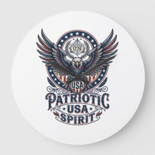 Patriotischer Kampffalke Patriotischer Adler & Fal Große Wanduhr
