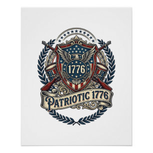 Patriotischer Kampfschild 1776 Militärisch Inspiri Poster
