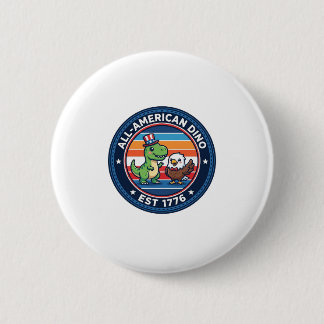 Patriotischer Kawaii Dinosaurier All-american DINO Button