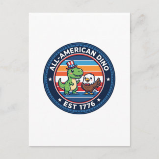 Patriotischer Kawaii-Dinosaurier All-amerikanische Postkarte