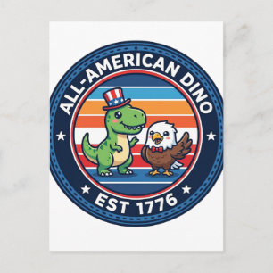 Patriotischer Kawaii-Dinosaurier All-amerikanische Postkarte