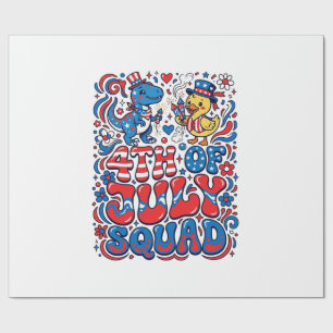 Patriotischer Kawaii Dinosaurier Bester Stiefvater Geschenkpapier