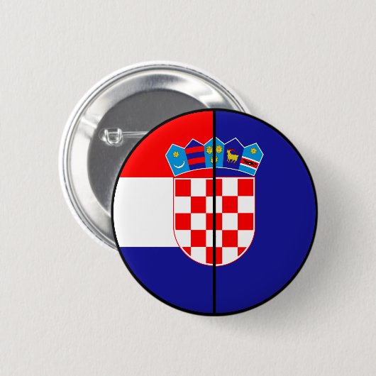 Patriotischer Knopf für Kroatien - Flagge und Wapp Button (Vorne & Hinten)