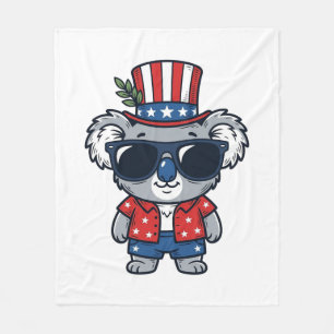 Patriotischer Koala im Vintage-Stil Vektor Kunst_1 Fleecedecke