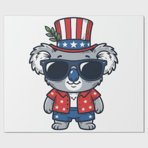 Patriotischer Koala im Vintage-Stil Vektor Kunst_1 Geschenkpapier