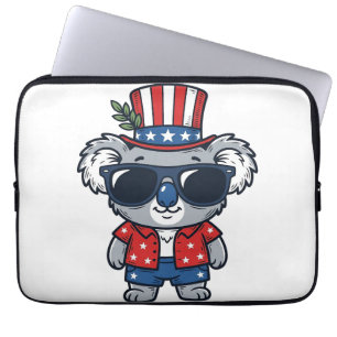 Patriotischer Koala im Vintage-Stil Vektor Kunst_1 Laptopschutzhülle