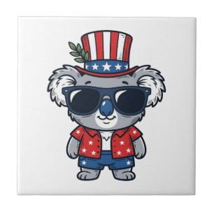 Patriotischer Koala im Vintage-Stil Vektorgrafik_1 Fliese