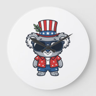 Patriotischer Koala im Vintage-Stil Vektorgrafik_1 Große Wanduhr