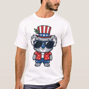 Patriotischer Koala im Vintage-Stil Vektorgrafik_1 T-Shirt