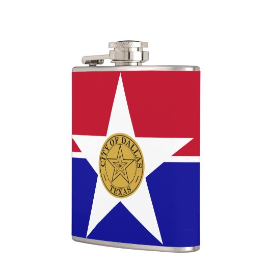 Patriotischer Kolben mit der Flagge von Dallas, US Flachmann (Links)