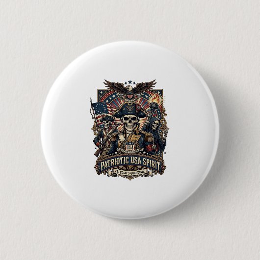 Patriotischer Kolonialer Schädel Kommandant Dunkle Button (Vorderseite)