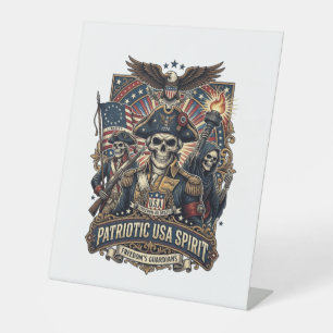 Patriotischer Kolonialer Schädel Kommandant Dunkle Sockelschild