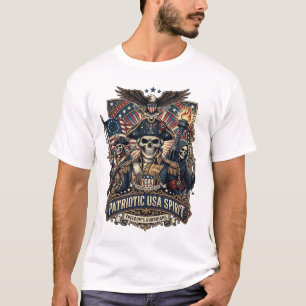 Patriotischer Kolonialschädel Kommandant Dunkler P T-Shirt