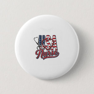 Patriotischer Krankenpfleger USA Herz Stethoskop-S Button