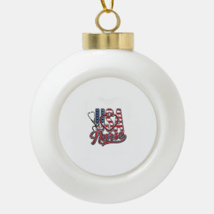 Patriotischer Krankenpfleger USA Herz Stethoskop-S Keramik Kugel-Ornament