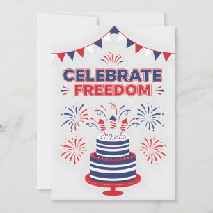 Patriotischer Kuchen Froher 4. Juli USA Unabhängig Feiertagskarte