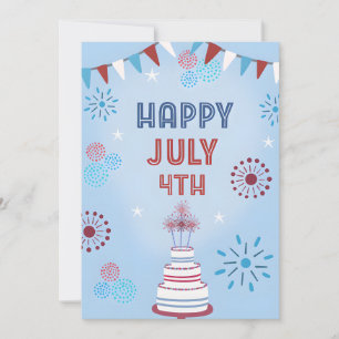 Patriotischer Kuchen Froher 4. Juli USA Unabhängig Feiertagskarte