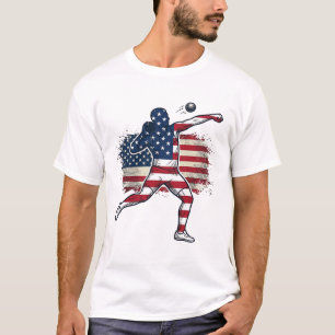 Patriotischer Kugelstoßer Athlet Vintage Gravur De T-Shirt