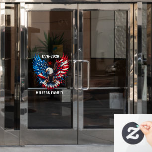 Patriotischer kühner Adler mit individuellem Text Fensteraufkleber