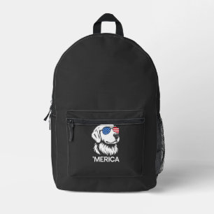 Patriotischer Labrador Amerikanische Flagge Fourth Bedruckter Rucksack