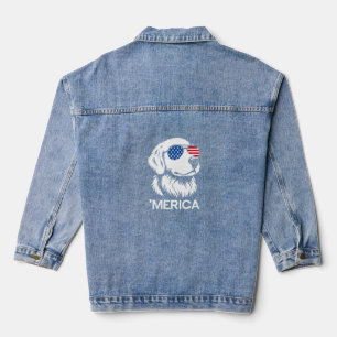 Patriotischer Labrador Amerikanische Flagge Fourth Jeansjacke