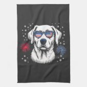 Patriotischer Labrador mit USA-Shades Geschirrtuch (Vertikal)