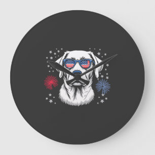 Patriotischer Labrador mit USA-Shades Große Wanduhr
