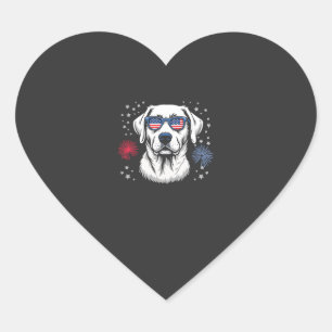 Patriotischer Labrador mit USA-Shades Herz-Aufkleber