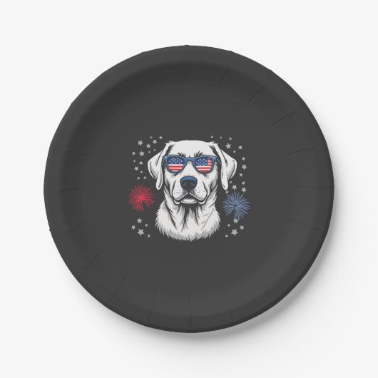 Patriotischer Labrador mit USA-Shades Pappteller (Vorderseite)