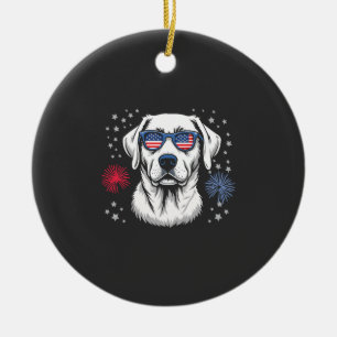 Patriotischer Labrador mit USA-Sonnenbrille Keramik Ornament