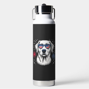 Patriotischer Labrador mit USA Sonnenbrille Trinkflasche