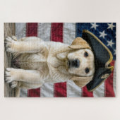 Patriotischer Labrador Retriever mit Dreispitz Puzzle (Horizontal)