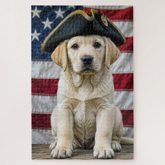 Patriotischer Labrador Retriever mit Dreispitz Puzzle (Vertikal)