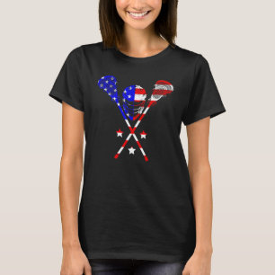 Patriotischer Lacrosse USA-Flagge Lax-Helm Sticks T-Shirt